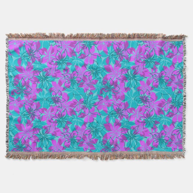 Olowalu Hibiscus Hawaiian Camo Throw Blankets (Front)