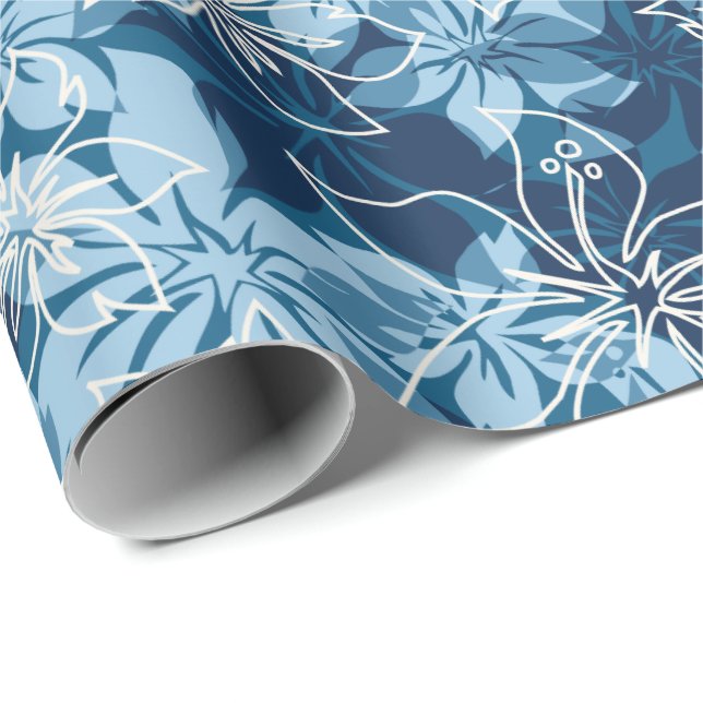 Olowalu Hibiscus Hawaiian Camo Wrapping Paper (Roll Corner)