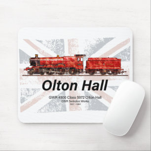 Olton Hall Vintage Steam Train English Locomotive Mouse Pad