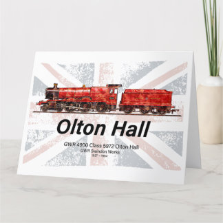 Olton Hall Vintage Steam Train English Locomotive Thank You Card