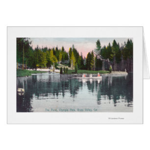 Olympia Park View of the Pond, Rowboat Scene