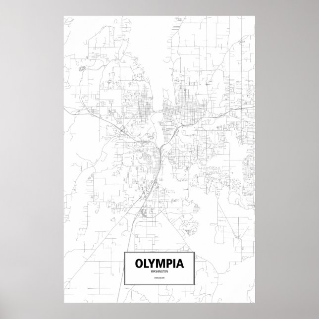 Olympia, Washington (black on white) Poster (Front)
