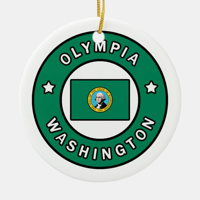 Olympia Washington Ceramic Tree Decoration (Front)