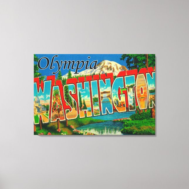 Olympia, Washington - Large Letter Scenes Canvas Print (Front)