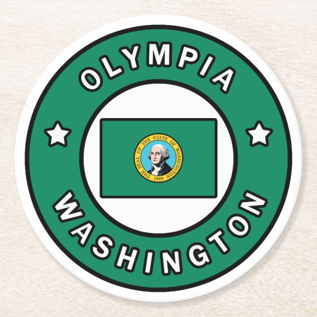 Olympia Washington Round Paper Coaster (Front)