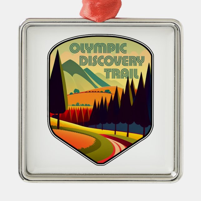 Olympic Discovery Trail Washington State Colours Metal Tree Decoration (Front)