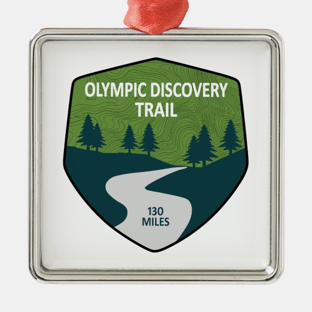 Olympic Discovery Trail Washington State Metal Tree Decoration (Front)