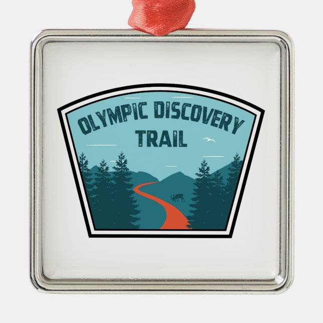 Olympic Discovery Trail Washington State Metal Tree Decoration (Front)