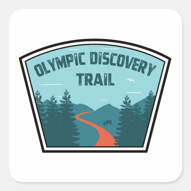 Olympic Discovery Trail Washington State Square Sticker (Front)