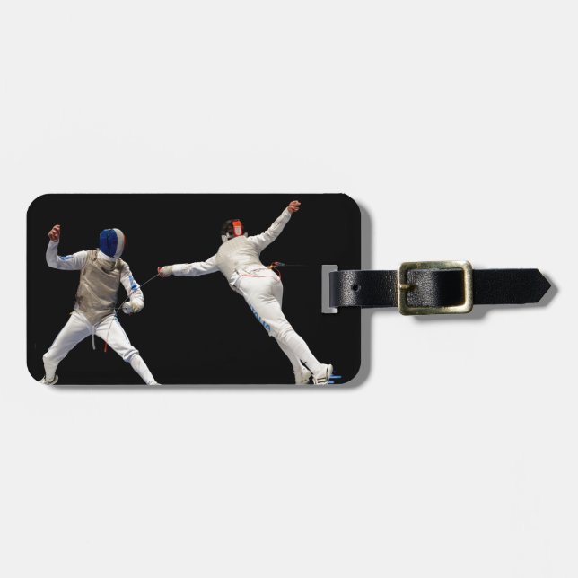 Olympic Fencing Lunge and Parry Luggage Tag (Front Horizontal)