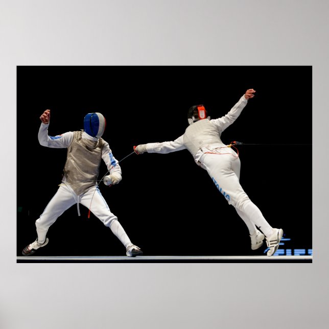 Olympic Fencing Lunge and Parry Poster (Front)