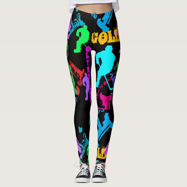 OLYMPIC HOCKEY PRINTED BACKPACK LEGGINGS (Front)