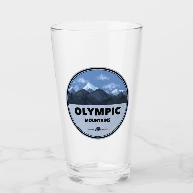 Olympic Mountains Washington Camping Glass (Front)