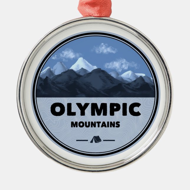 Olympic Mountains Washington Camping Metal Tree Decoration (Front)