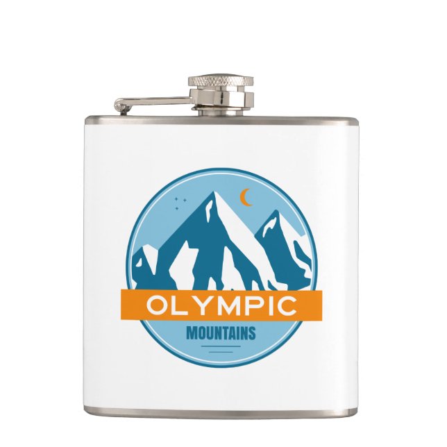 Olympic Mountains Washington Hip Flask (Front)