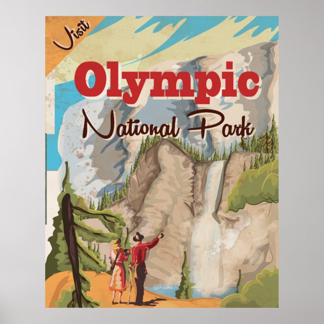 Olympic nation park Vintage Travel Poster (Front)