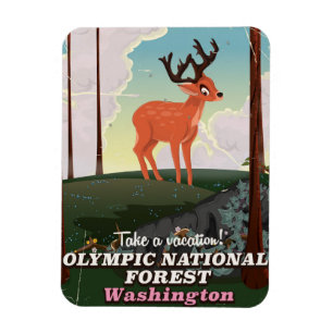 Olympic National Forest USA travel poster Magnet