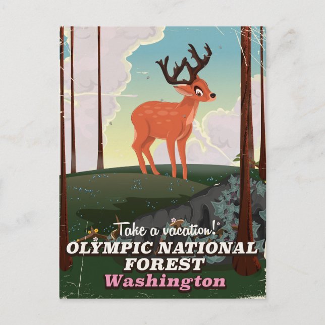 Olympic National Forest USA travel poster Postcard (Front)