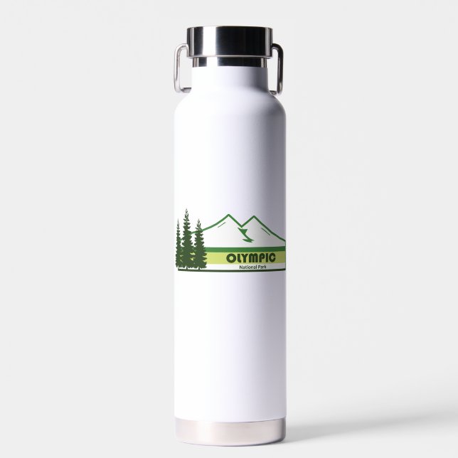 Olympic National Park Green Stripes Water Bottle (Front)
