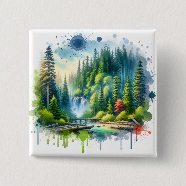 Olympic National Park Hoh Rainforest 15 Cm Square Badge (Front)