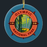 Olympic National Park Hoh Rainforest Retro Compass Ceramic Tree Decoration<br><div class="desc">Olympic vector artwork design. The park sprawls across several different ecosystems,  from the dramatic peaks of the Olympic Mountains to old-growth forests.</div>