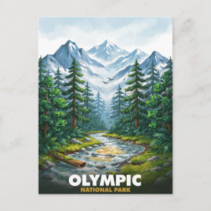 Olympic National Park Mountain River Travel Postcard