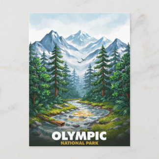 Olympic National Park Mountain River Travel Postcard