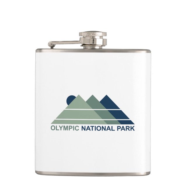 Olympic National Park Mountain Sun Hip Flask (Front)