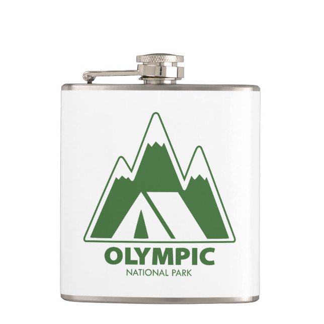 Olympic National Park Mountains Camping Hip Flask (Front)