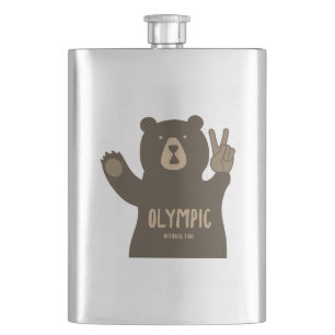 Olympic National Park Peace Bear Hip Flask