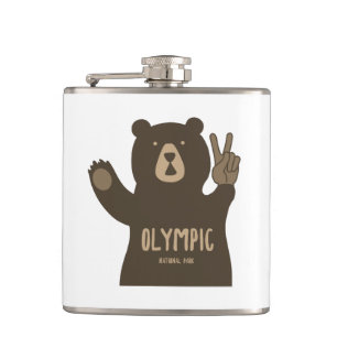 Olympic National Park Peace Bear Hip Flask
