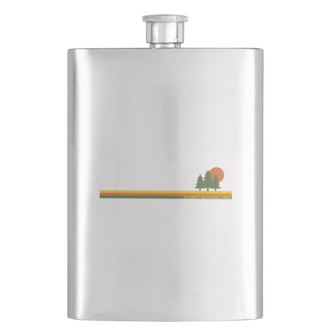Olympic National Park Pine Trees Sun Hip Flask (Front)