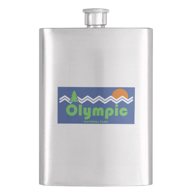 Olympic National Park Retro Hip Flask (Front)