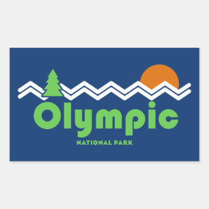Olympic National Park Retro Rectangular Sticker