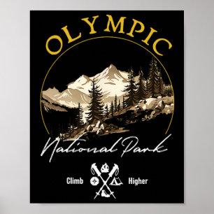 Olympic National Park Retro Vintage Apparel - Souv Poster