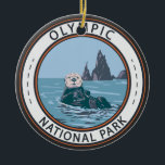 Olympic National Park Sea Otter Circle Ceramic Tree Decoration<br><div class="desc">Olympic vector artwork design. The park sprawls across several different ecosystems,  from the dramatic peaks of the Olympic Mountains to old-growth forests.</div>