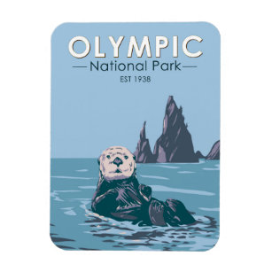 Olympic National Park Sea Otter Vintage Magnet