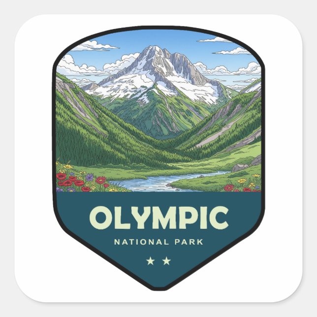 Olympic National Park Shield Square Sticker (Front)