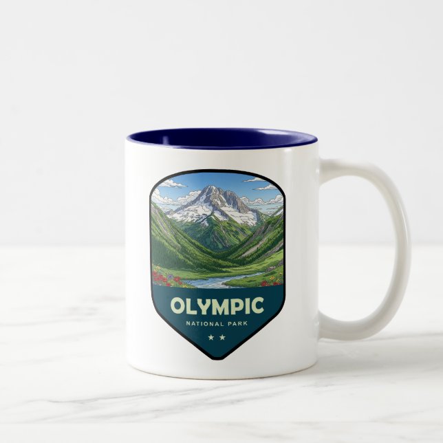 Olympic National Park Shield Two-Tone Coffee Mug (Right)