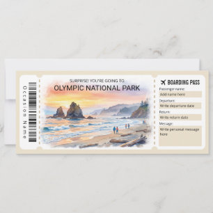 Olympic National Park Trip Boarding Pass Ticket Invitation