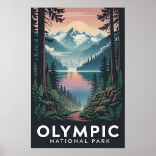 Olympic National Park Vintage Travel Poster