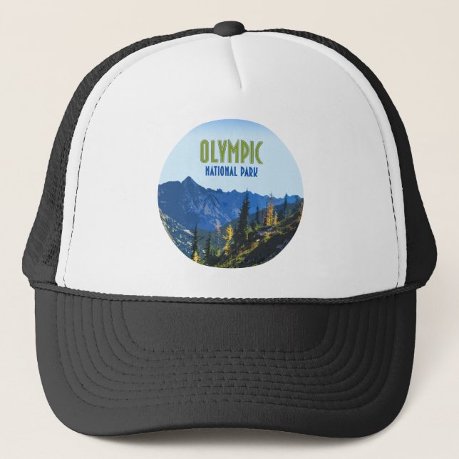 Olympic National Park Washington State Vintage Trucker Hat (Front)