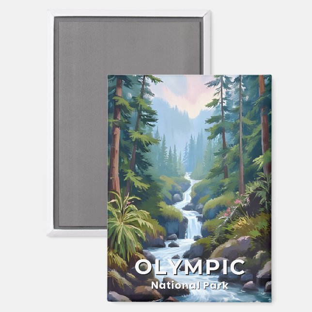 Olympic National Park | Washington Travel Art Magnet (Front/Back)