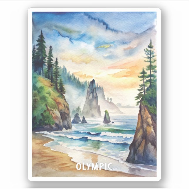 Olympic National Park Watercolor Painting (Front)