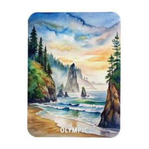 Olympic National Park Watercolor Painting Magnet