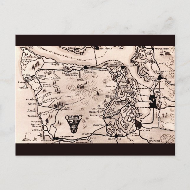 Olympic Peninsula Map Postcard (Front)