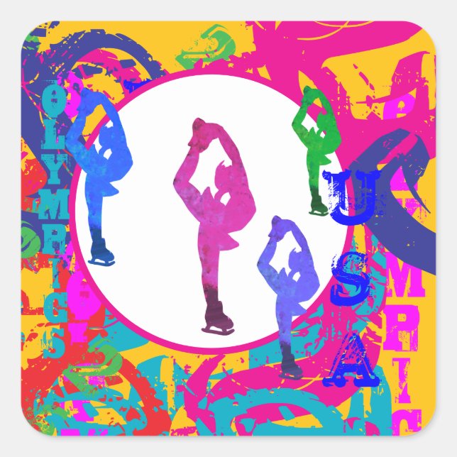 OLYMPIC SKATING  SQUARE STICKER (Front)