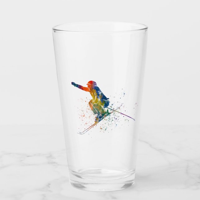 Olympic ski competition in watercolor glass (Front)