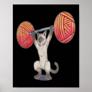 Olympic Snatch Siamese Cat Weightlifting Bodybuild Poster