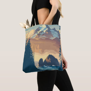 Olympic Washington Vintage Travel Illustration Tote Bag